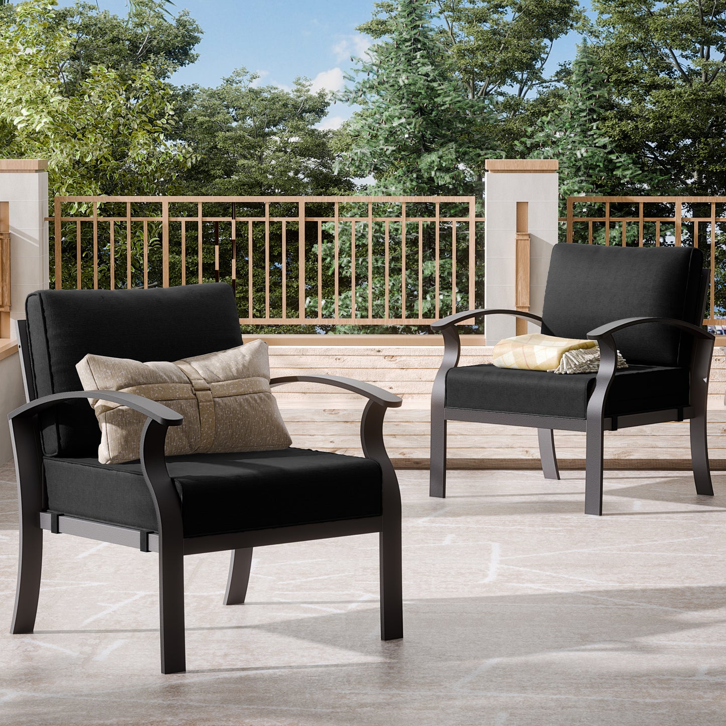 Set of 2 Aluminum Outdoor Chairs with Cushions