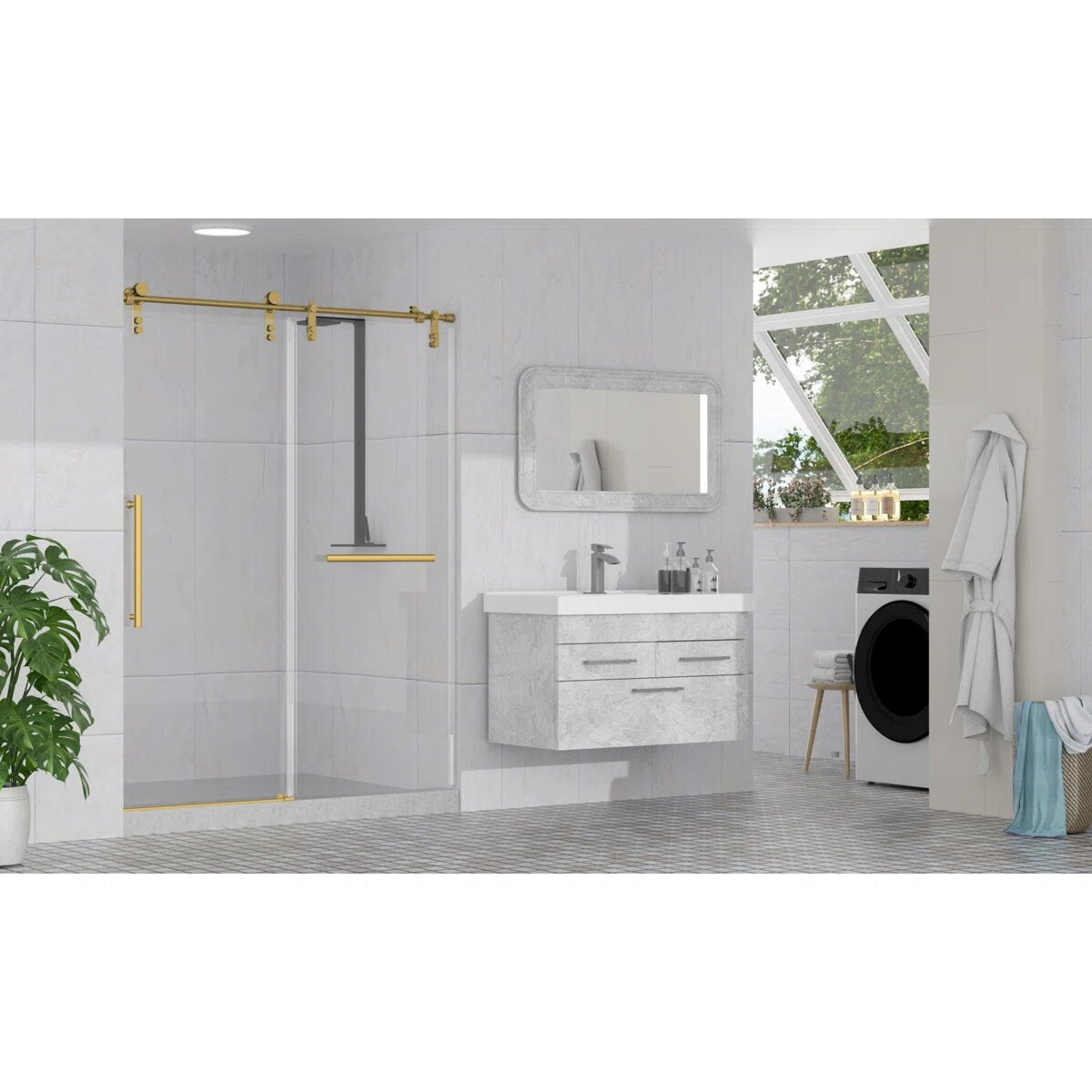 60" Frameless Sliding Shower Door - Stainless Steel Hardware