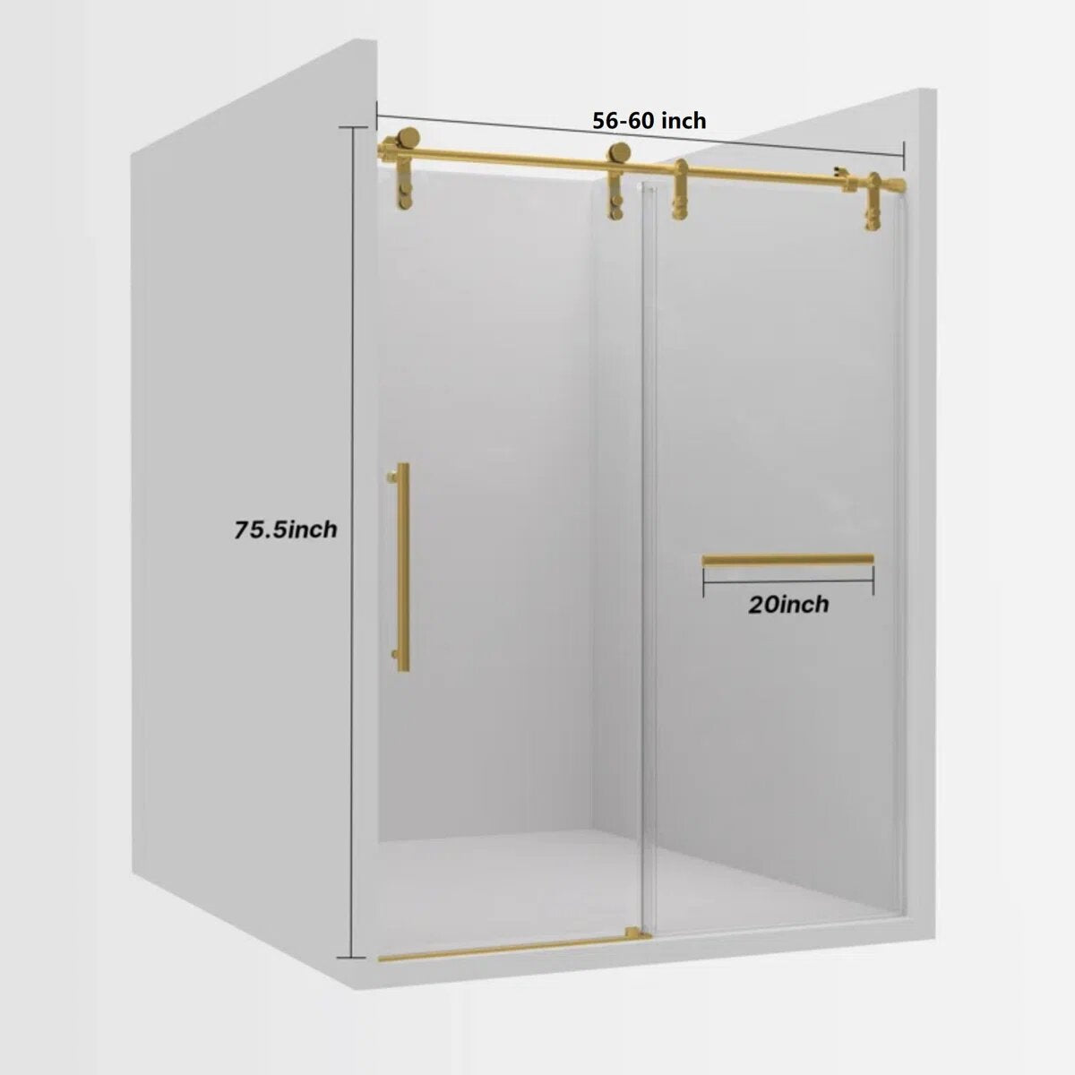 60" Frameless Sliding Shower Door - Stainless Steel Hardware