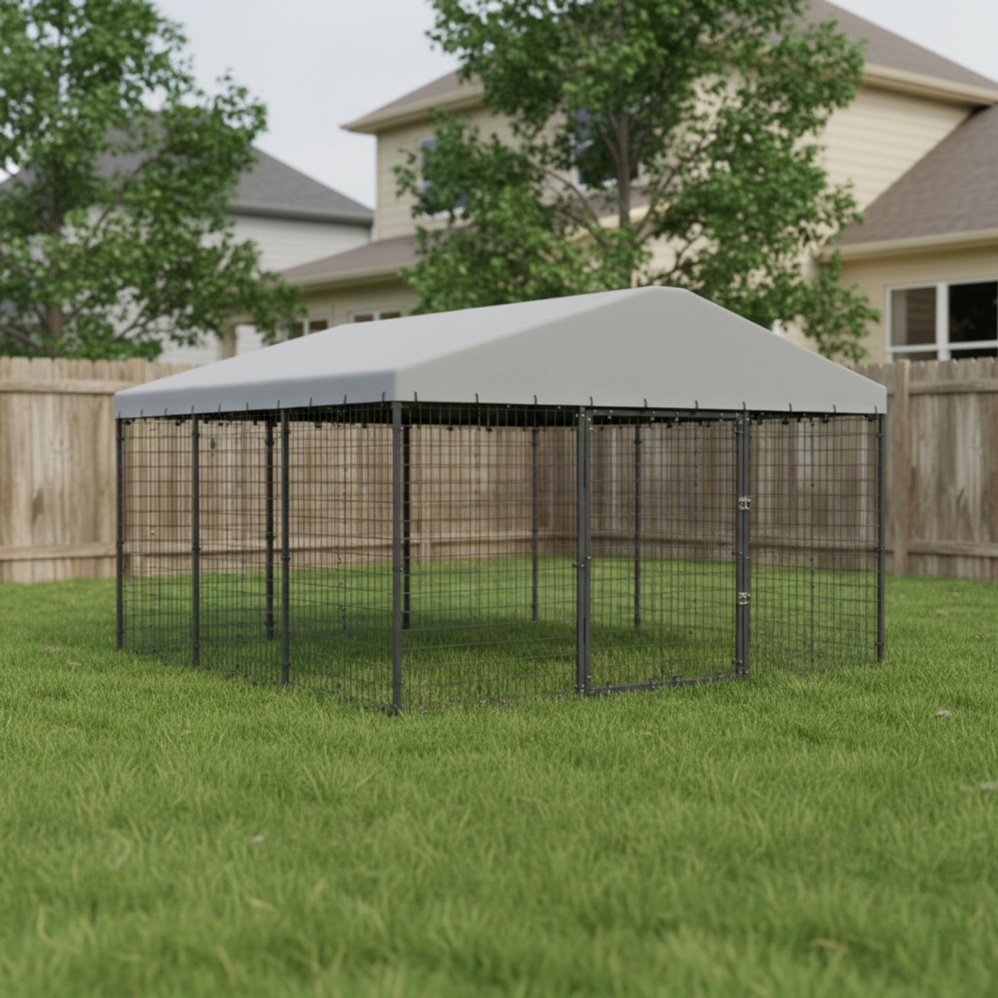 10x10ft Outdoor Metal Dog Kennel & Chicken Run with UV Roof