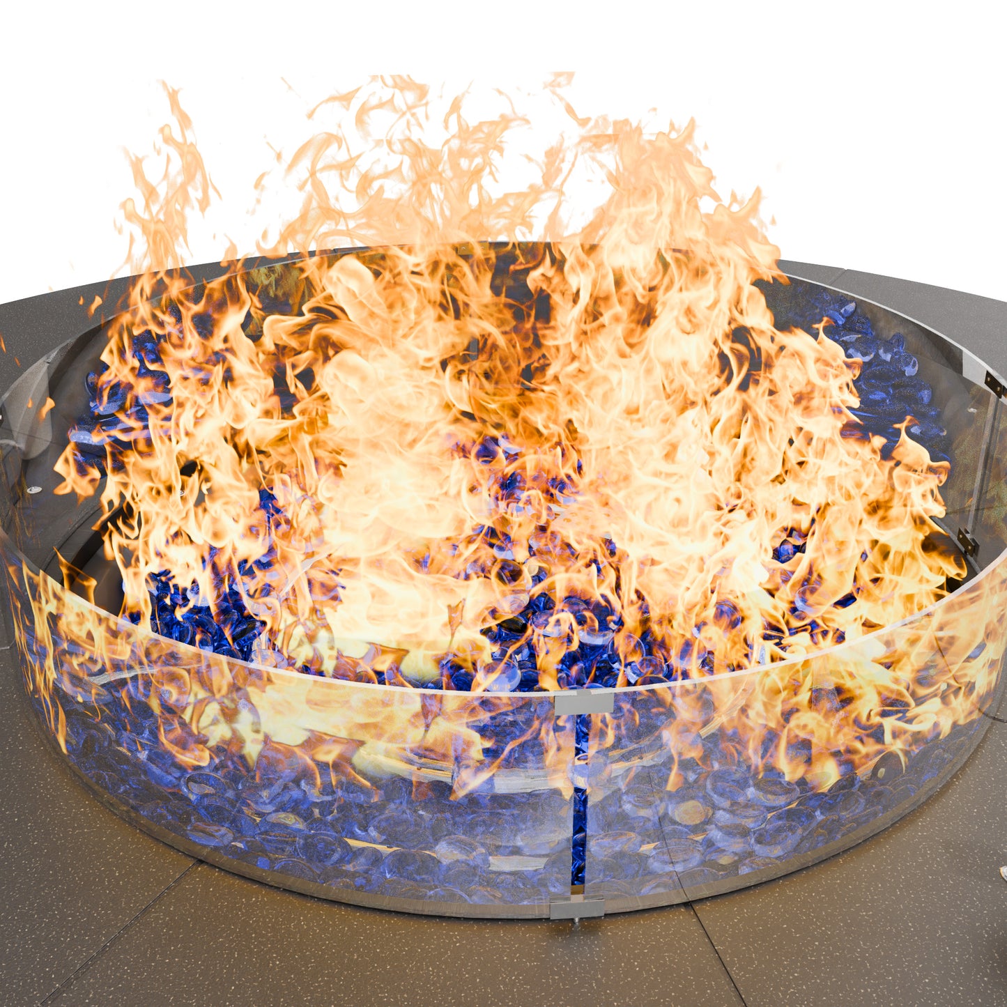 High-Back Swivel Chairs with Round Gas Fire Pit Table