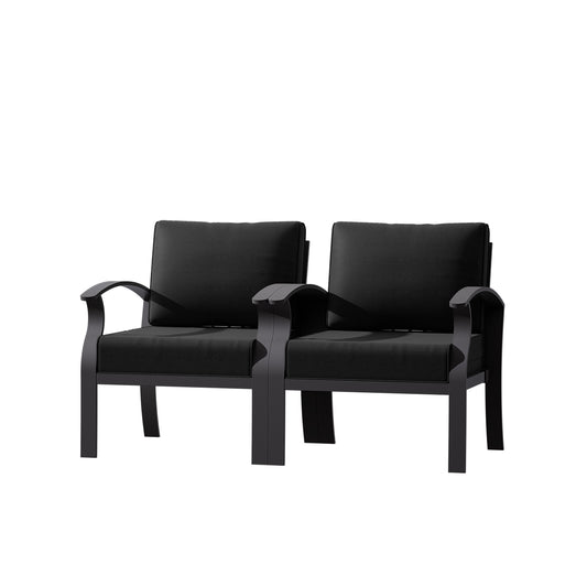 Set of 2 Aluminum Outdoor Chairs with Cushions