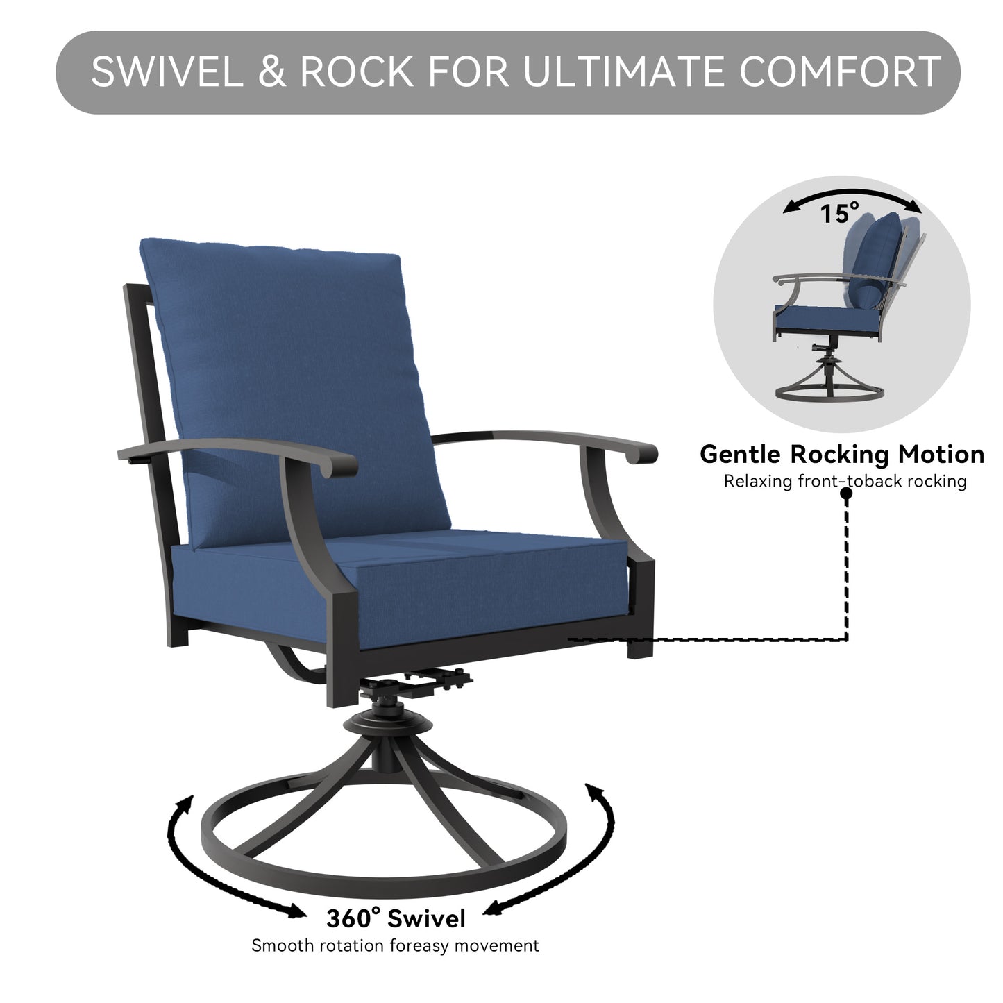 High-Back Swivel Chairs with Round Gas Fire Pit Table