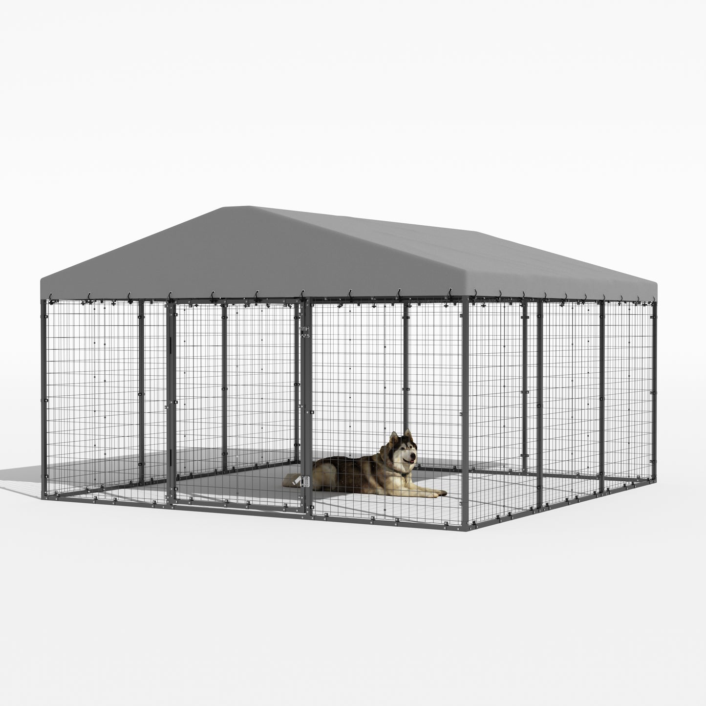 10x10ft Outdoor Metal Dog Kennel & Chicken Run with UV Roof