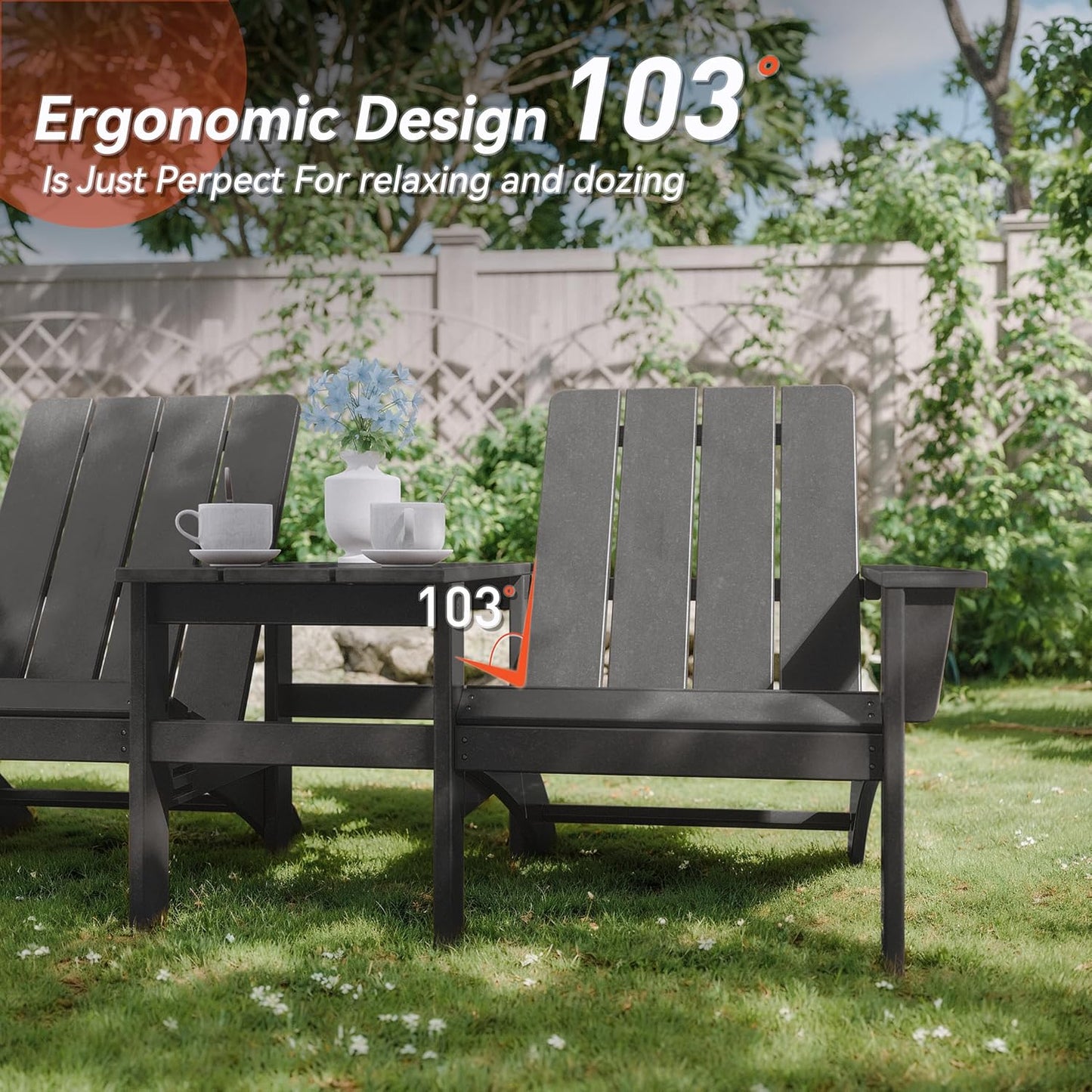 4-Seat Adirondack Chair Set with Side Table