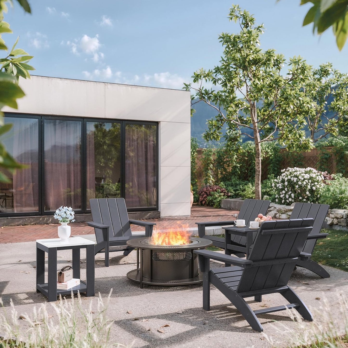 4-Seat Adirondack Chair Set with Side Table